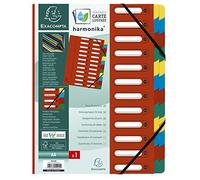 Exacompta Trieur à élastiques Harmonika à fenêtres - véritable carte lustrée - 24 divisions - Rouge