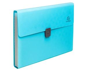 Exacompta - Réf. 55299E - 1 Trieur valisette Pop'N Co - couverture en PP recy t intérieur en PP - dos extensible - fermeture par bouton pression - 13 compartiments - dim 33x25 cm - couleur cyan