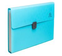 Exacompta - Réf. 55299E - Carton de 5 Trieurs valisette Pop'N Co - couverture en PP recyclé et intérieur en PP - dos extensible - fermeture par bouton pression - 13 compartiments - dim 33x25 cm - cyan