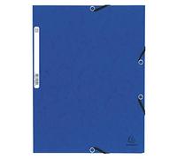 Exacompta - Réf. 55302E - 1 chemise à élastiques - pochettes 3 rabats - en carte lustrée 355 g/m2 - dimensions 24 x 32 cm pour documents au format A4 - couleur bleu