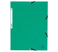 Exacompta Chemise à élastiques 24 x 32 cm - 3 rabats - Vert - Carton 375 g