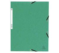 Exacompta Chemise 3 rabats 55303E A4 vert carte lustrée 355 g/m² avec élastique Lot de 10