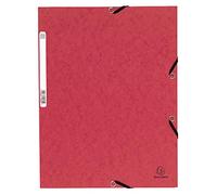 Exacompta Chemise à élastiques 55305E – 3 rabats, carte lustrée 355 g/m², 24x32 cm pour A4, rouge