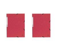 Exacompta - Réf. 55305E - 1 chemise à élastiques - pochette 3 rabats - en carte lustrée 355 g/m2 - dimensions 24 x 32 cm pour documents au format A4 - couleur rouge (Lot de 2)