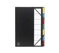 Exacompta Trieur Ordonator Réf. 55321E – 7 compartiments, couverture rigide, élastiques – A4 Noir