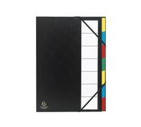 Exacompta - Réf. 55321E - Carton de 6 trieurs Ordonator - avec élastiques - couverture rigide en carton - onglets neutres - porte-étiquette - 7 compartiments - dim 23,5x 33,5 cm - pour A4 - noir