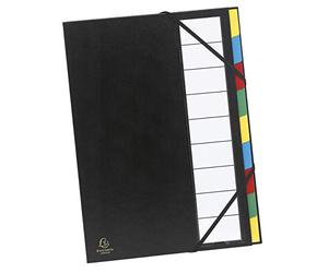 Exacompta - Réf. 55330E - 1 trieur Ordonator - avec élastiques - couverture rigide en carton - onglets neutres - porte-étiquette - 9 compartiments - dim 23,5x 33,5 cm - pour A4 - couleurs aléatoires