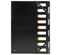 Exacompta - Réf. 55334E - Carton de 5 trieurs HARMONIKA Exactive - avec élastiques et fenêtres découpées - couverture en PP - intérieur en carte noir/gris - dos extensible - 9 compartiments - noir