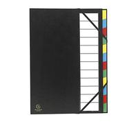 Exacompta - Réf. 55340E - 1 trieur Ordonator - avec élastiques - couverture rigide en carton - onglets neutres - porte-étiquette - 12 compartiments - dim 23,5x 33,5 cm - pour A4 - couleurs aléatoires