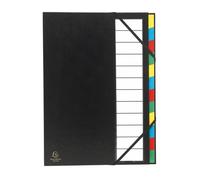 Exacompta - Réf. 55341E - 1 trieur Ordonator - avec élastiques - couverture rigide en carton - onglets neutres - porte-étiquette - 9 compartiments - dim 23,5x 33,5 cm - pour A4 - couleur noir