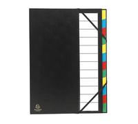 Exacompta - Réf. 55341E - Carton de 6 trieurs Ordonator - avec élastiques - couverture rigide en carton - onglets neutres - porte-étiquette - 9 compartiments - dim 23,5x 33,5 cm - pour A4 - noir
