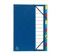 Exacompta - Réf. 55342E - Carton de 6 trieurs Ordonator - avec élastiques - couverture rigide en carton - onglets neutres - porte-étiquette - 9 compartiments - dim 23,5x 33,5 cm - pour A4 - bleu