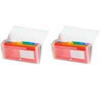 Exacompta - Réf. 55398E - 1 trieur valisette midi Crystal - couverture et intérieur en PP - dos extensible - fermeture par bouton poussoir - 7 compartiments - dim 26x14 cm - couleur cristal (Lot de 2)