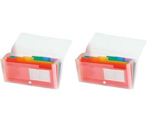 Exacompta - Réf. 55398E - 1 trieur valisette midi Crystal - couverture et intérieur en PP - dos extensible - fermeture par bouton poussoir - 7 compartiments - dim 26x14 cm - couleur cristal (Lot de 2)