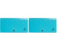 Exacompta - Réf. 55399E - 1 Trieur valisette midi Pop'N Co - couverture et intérieur en PP - dos extensible - fermeture par bouton pression - 7 compartiments - dim 26x14 cm - couleur cyan (Lot de 2)