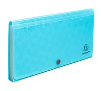 Exacompta - Réf. 55399E - Carton de 5 Trieurs valisette midi Pop'N Co - couverture et intérieur en PP - dos extensible - fermeture par bouton pression - 7 compartiments - dim 26x14 cm - couleur cyan