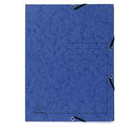 Exacompta - Réf. 55402E - Carton de 25 chemises à élastiques imprimées - pochettes 3 rabats - en carte lustrée 355 g/m2 - dimensions 24 x 32 cm pour documents au format A4 - couleur bleu