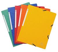 Exacompta - Réf. 55410E - Paquet de 10 chemises à élastiques sans rabat - pochettes en carte lustrée 355 g/m² - dimensions 24 x 32 cm pour documents au format A4 - 5 couleurs assorties