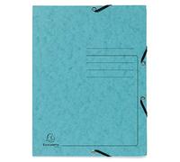 Exacompta - Réf. 55422E - Carton de 25 chemises à élastiques imprimées - pochettes 3 rabats - en carte lustrée 355 g/m2 - dimensions 24 x 32 cm pour documents au format A4 - couleur turquoise