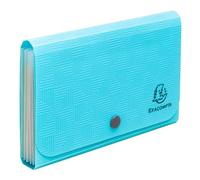 Exacompta - Réf. 55499E - Carton de 6 Trieurs valisette pocket Pop'N Co - couverture en PP recyclé 5/10ème et intérieur en PP - 6 compartiments - fermeture par bouton pression - dim 18x11 cm - cyan