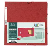 Exacompta - Réf. 55505SE - Paquet de 10 chemises à élastiques - pochettes 3 rabats - en carte lustrée 400 g/m2 - dimensions 24 x 32 cm pour documents au format A4 - couleur rouge