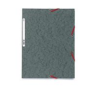Exacompta - Réf. 55511E - Carton de 25 chemises à élastiques - pochettes 3 rabats - en carte lustrée 400 g/m2 - dimensions 24 x 32 cm pour documents au format A4 - couleur gris