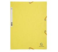 Exacompta - Réf. 55529E - Carton de 25 chemises à élastiques - pochettes 3 rabats - en carte lustrée 400 g/m2 - dimensions 24 x 32 cm pour documents au format A4 - couleur jaune citron