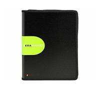 Exacompta - Réf. 55534E - Carton de 5 conférenciers Exawallet - livré avec un bloc papier A4 ligné et une calculatrice solaire - en PP haute résistance - fermeture zip intégrale - couleur noir