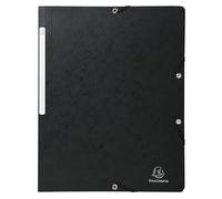 Exacompta - Réf. 555411E - Carton de 25 chemises à élastiques sans rabat imprimées - pochettes en carte lustrée 355 g/m² - dimensions 24 x 32 cm pour documents au format A4 - couleur noir