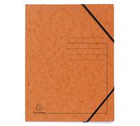 Exacompta - Réf. 555414E - Carton de 25 chemises à élastiques sans rabat imprimées - pochettes en carte lustrée 355 g/m² - dimensions 24 x 32 cm pour documents au format A4 - couleur orange