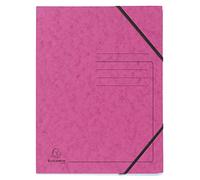 Exacompta - Réf. 555420E - Carton de 25 chemises à élastiques sans rabat imprimées - pochettes en carte lustrée 355 g/m² - dimensions 24 x 32 cm pour documents au format A4 - couleur rose