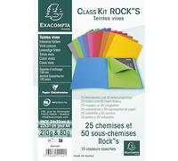 Exacompta - Réf. 55542E - Kit de classement class'kit - 25 chemises ROCK''S 210 g/m2 dimensions 24x32cm + 50 sous-chemises ROCK''S 80 g/m2 dimensions 22x31cm - Certifié PEFC™ - 10 couleurs assorties