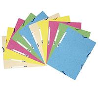 Exacompta - Réf. 55550E - Paquet de 10 chemises à élastiques - pochettes 3 rabats - en carte lustrée 400 g/m2 - dimensions 24 x 32 cm pour documents au format A4 - 5 couleurs assorties