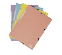 Exacompta Chemise 3 rabats à élastiques Aquarel 400 g/m² 24×32 cm A4 - Paquet de 5 assortis pastel