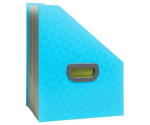 Exacompta - Réf. 55599E - 1 Trieur de bureau porte-revue PopN Co - poignée rigide - en PP recyclé - onglets et intérieur multicolores - 12 compartiments - dim 26,5x32,5 cm - couleur cyan
