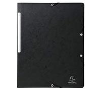 Exacompta - Réf. 5561E - Carton de 25 chemises à élastiques sans rabat - pochettes en carte lustrée 400 g/m2 - dimensions 24 x 32 cm pour documents au format A4 - couleur noir