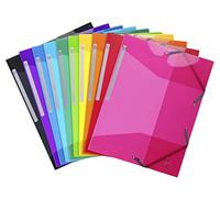 Exacompta - Réf. 55670E - Carton de 30 Chemises à élastiques Iderama PP - Pochettes 3 Rabats - en polypropylène Semi-translucide et Glossy - dim 24 x 32 cm pour Format A4-10 Couleurs Assorties