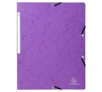 Exacompta - Réf. 5568E - Carton de 25 chemises à élastiques sans rabat - pochettes en carte lustrée 400 g/m2 - dimensions 24 x 32 cm pour documents au format A4 - couleur violet