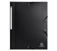 Exacompta - Réf. 55701E - Paquet de 10 chemises à élastiques Opak - pochettes 3 rabats - en polypropylène recyclé - dimensions 24 x 32 cm pour documents au format A4 - noir