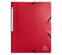 Exacompta - Réf. 55705E - Paquet de 10 chemises à élastiques Opak - pochettes 3 rabats - en polypropylène recyclé - dimensions 24 x 32 cm pour documents au format A4 - rouge