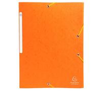 Exacompta - Réf. 55758E - Paquet de 10 chemises à élastiques Scotten - pochettes 3 rabats Maxi Capacity - en carte lustrée gaufrée - dim 24 x 32 cm pour documents au format A4 - couleur orange