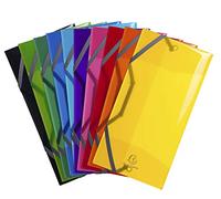 Exacompta - Réf. 55770E - Carton de 10 chemises à élastiques Iderama PP - pochettes 3 rabats - en PP semi-translucide et glossy - dim 12 x 23,5 cm pour documents au format paysage - couleurs assorties