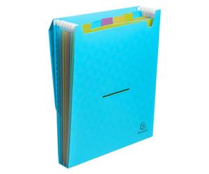 Exacompta - Réf. 55799E - Carton de 5 Trieurs valisette vertical Pop'N Co - couverture et intérieur en PP recyclé - 6 compartiments - livrés avec 2 planches d'étiquettes - dim 25,5x30,5 cm - cyan