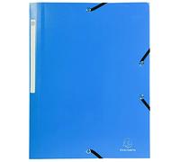 Exacompta - Réf. 55802E - Chemises élastiques 3 rabats en Polypropylène opaque - A4 - Bleu Clair