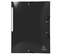 Exacompta - Réf. 55821E - Carton de 25 chemises à élastiques Iderama - pochettes 3 rabats Maxi Capacity - en carte lustrée pelliculée 425 g/m2 - dim 24 x 32 cm pour format A4 - couleur noir