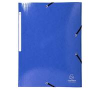 Exacompta - Réf. 55832E - Carton de 25 chemises à élastiques Iderama - pochette 3 rabats Maxi Capacity - en carte lustrée pelliculée 425 g/m2- dim 24 x 32 cm pour format A4 - couleur bleu foncé