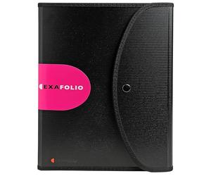 Exacompta - Réf. 55834E - Carton de 5 trieurs Exafolio - avec porte-bloc et valisette Exactive - 1 compartiment renforcé pour tablette - 6 compartiments - dim 33x25,5 cm - pour A4 - noir