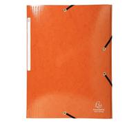 Exacompta - Réf. 55836E - Carton de 25 chemises à élastiques Iderama - pochette 3 rabats Maxi Capacity - en carte lustrée pelliculée 425 g/m2- dim 24 x 32 cm pour format A4 - couleur orange