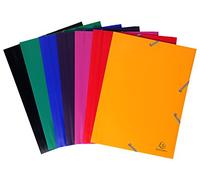 Exacompta - Réf. 559000E - Paquet de 10 chemises à élastiques économiques - pochettes 3 rabats - en polypropylène opaque - dimensions 24 x 32 cm pour documents au format A4 - 7 couleurs assorties