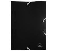 Exacompta - Réf. 55901E - Carton de 30 chemises à élastiques économique - pochettes 3 rabats - en polypropylène opaque - dimensions 24 x 32 cm pour documents au format A4 - couleur noir